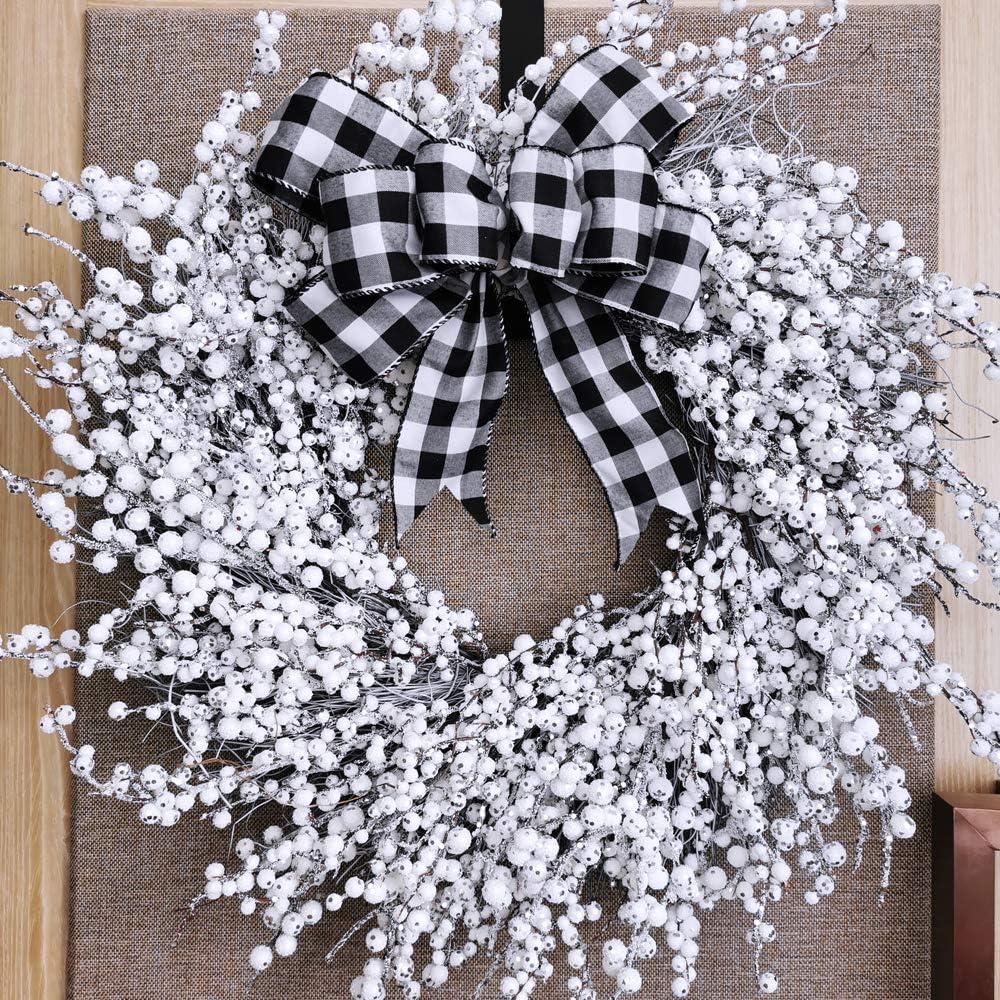 imageWinlyn 50 Yards Black and White Buffalo Check Plaid Wired Ribbon Gingham Ribbon 25quot Wide for Christmas Tree Wreath Bows Festive Farmhouse Decoration Gift Wrapping Crafts Floral Arrangement