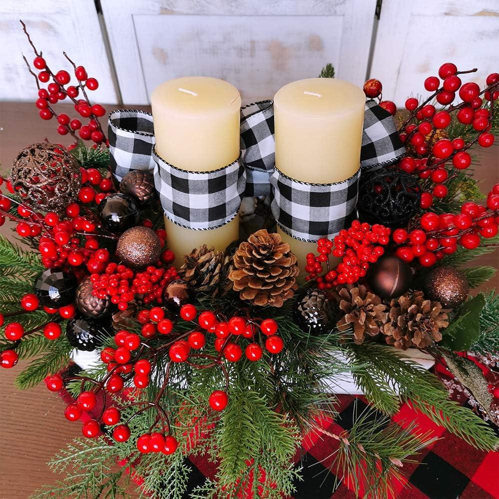 imageWinlyn 50 Yards Black and White Buffalo Check Plaid Wired Ribbon Gingham Ribbon 25quot Wide for Christmas Tree Wreath Bows Festive Farmhouse Decoration Gift Wrapping Crafts Floral Arrangement