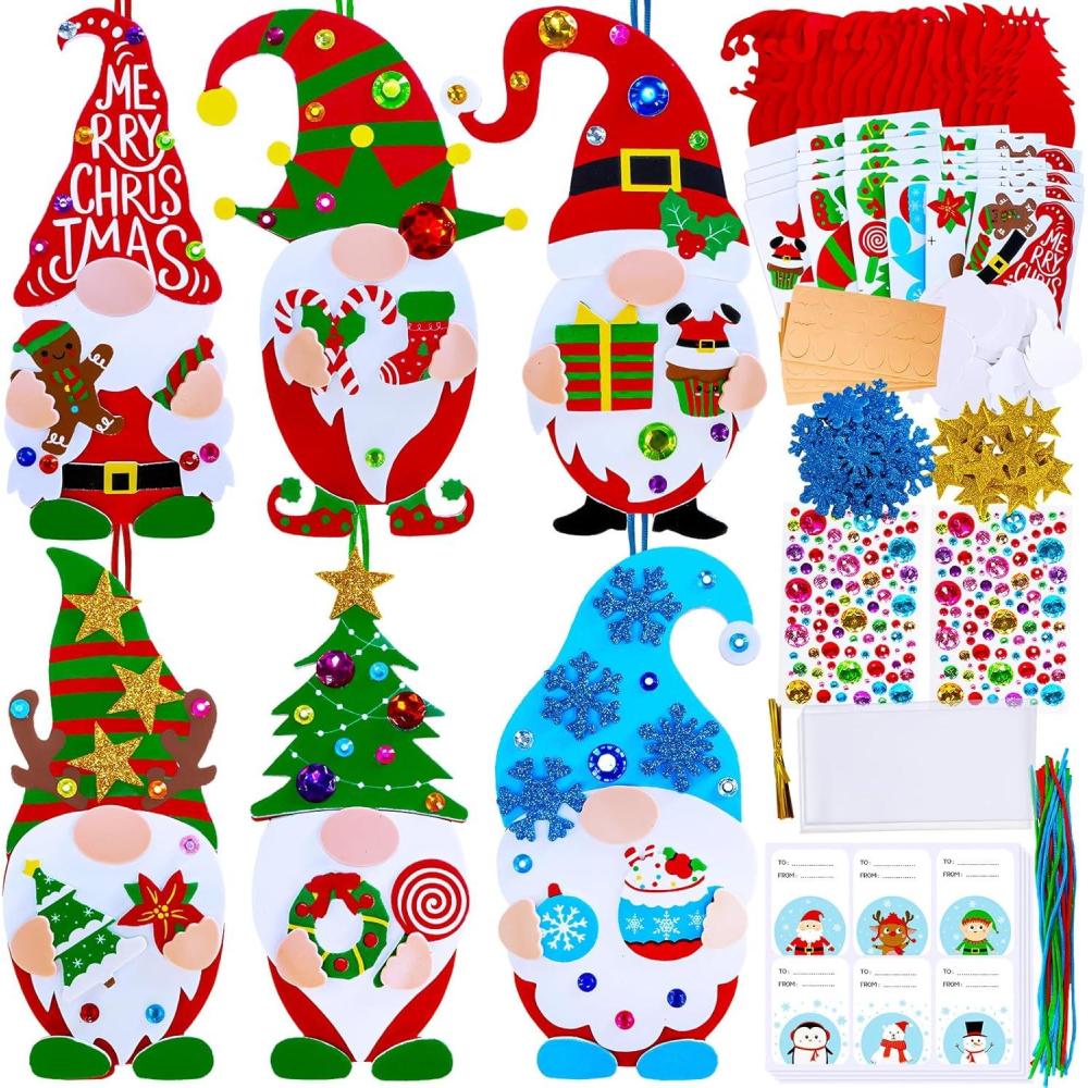 imageWinlyn 24 Sets Christmas Craft Kits Winter Crafts DIY Gnome Ornaments ampamp Decorations Art Sets with Foam Stickers for Kids Holiday Seasonal Home ampamp Classroom Activities Party Favors