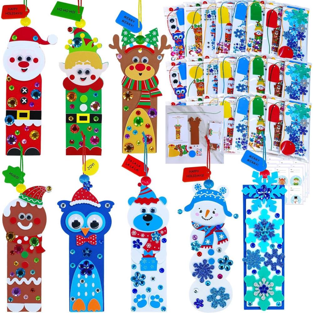 imageWinlyn 24 Sets Christmas Craft Kits Winter Crafts DIY Christmas Ornaments Bookmarks Decorations Festive Foam Stickers Christmas Arts and Crafts for Kids Holiday Classroom Art Activities Party Favors