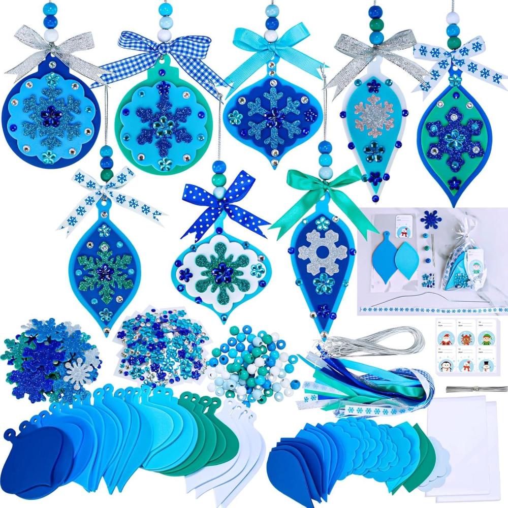 imageWinlyn 24 Sets Christmas Craft Kits Winter Crafts DIY Snowflake Baubles Ornaments Decorations Snowflake Foam Stickers Christmas Arts and Crafts for Kids Holiday Classroom Art Activities Party Favors
