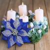 14 Set 8.7″ Wide 4 Layers Christmas Blue Glitter Poinsettia Flowers Picks Christmas Tree Ornaments for Blue Christmas Tree Wreaths Garland Holiday Seasonal Festive Navidad Decoration Gift Box Included(Blue)