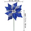 14 Set 8.7″ Wide 4 Layers Christmas Blue Glitter Poinsettia Flowers Picks Christmas Tree Ornaments for Blue Christmas Tree Wreaths Garland Holiday Seasonal Festive Navidad Decoration Gift Box Included(Blue)