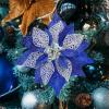 14 Set 8.7″ Wide 4 Layers Christmas Blue Glitter Poinsettia Flowers Picks Christmas Tree Ornaments for Blue Christmas Tree Wreaths Garland Holiday Seasonal Festive Navidad Decoration Gift Box Included(Blue)