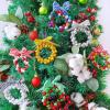 14 Sets Wreath Tree Ornaments Craft Kit with Ribbons, Bows and Bells Assortment for Kids Holiday Winter Bracelets and Necklaces