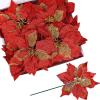20 Set 8.7″ Wide 3 Layers Christmas Red Glitter Poinsettia Flowers Picks Christmas Tree Ornaments for Red Christmas Tree Wreaths Garland Seasonal Holiday Navidad Wedding Decorations Gift Box Included(Red)