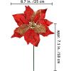 20 Set 8.7″ Wide 3 Layers Christmas Red Glitter Poinsettia Flowers Picks Christmas Tree Ornaments for Red Christmas Tree Wreaths Garland Seasonal Holiday Navidad Wedding Decorations Gift Box Included(Red)