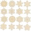 32 Set Christmas Hanging Natural Unfinished Wood Snowflake Cutouts Ornaments Ready-to-Personalize Wooden Snowflake Rustic Winter Paintable Ornaments for Kids Holiday Xmas Party Crafts