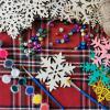 32 Set Christmas Hanging Natural Unfinished Wood Snowflake Cutouts Ornaments Ready-to-Personalize Wooden Snowflake Rustic Winter Paintable Ornaments for Kids Holiday Xmas Party Crafts