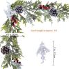 6′ Long Snowy Artificial Pine and Cedar Christmas Garland with Pine Cones Red Berries Winter Greenery Garland for Christmas Wedding Winter Seasonal Holiday Table Runner Centerpiece Mantel Decoration