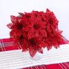Supla 24 Pack Christmas Red Glitter Poinsettia Flowers Picks Christmas Tree Ornaments 5.9″ Wide for Red Christmas Tree Wreaths Garland Holiday Seasonal Wedding Decorations White Gift Box Included(Red)