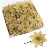 Supla 24 Pack Christmas Red Glitter Poinsettia Flowers Picks Christmas Tree Ornaments 5.9″ Wide for Red Christmas Tree Wreaths Garland Holiday Seasonal Wedding Decorations White Gift Box Included(Gold)