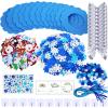 Winlyn 12 Sets Winter Crafts DIY Christmas Snowflake Wreath Ornaments Decorations Art Sets Snowman Santa Foam Stickers for Kids Classroom Activities