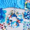 Winlyn 12 Sets Winter Crafts DIY Christmas Snowflake Wreath Ornaments Decorations Art Sets Snowman Santa Foam Stickers for Kids Classroom Activities