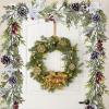 Winlyn 2 Pack 6′ Snowy Artificial Pine and Cedar Christmas Garland Pine Cones Red Berries Winter Greenery Garland Christmas Wedding Winter Seasonal Holiday Table Runner Centerpiece Mantel Decoration