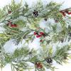Winlyn 2 Pack 6′ Snowy Artificial Pine and Cedar Christmas Garland Pine Cones Red Berries Winter Greenery Garland Christmas Wedding Winter Seasonal Holiday Table Runner Centerpiece Mantel Decoration