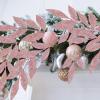 Winlyn 20 Pcs Pink Glitter Bay Leaf Sprays Artificial Christmas Tree Picks Sprays 12.7″ Tall for Pink Christmas Tree Wreath Swag Floral Arrangement Winter Wedding Bouquet Centerpiece Decoration(Rose Gold)