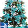 Winlyn 20 Pcs Pink Glitter Bay Leaf Sprays Artificial Christmas Tree Picks Sprays 12.7″ Tall for Pink Christmas Tree Wreath Swag Floral Arrangement Winter Wedding Bouquet Centerpiece Decoration(Teal)