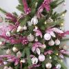 Winlyn 24 Pcs Christmas Artificial Leaf Sprays Pine Needles Pinecone Berries Stems Silver Glittered Christmas Decoration Picks 12.2″- 14.2″ Tall for Silver Christmas Tree Vase Fillers Wreath Décor(Pink)