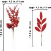 Winlyn 24 Pcs Christmas Artificial Leaf Sprays Pine Needles Pinecone Berries Stems Silver Glittered Christmas Decoration Picks 12.2″- 14.2″ Tall for Silver Christmas Tree Vase Fillers Wreath Décor(Red)