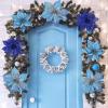 Winlyn 24 Set 3 Styles Christmas Blue Glitter Poinsettia Flowers Picks Christmas Tree Ornaments for Blue Christmas Tree Wreaths Garland Holiday Seasonal Wedding Decorations White Gift Box Included(Blue)