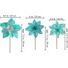Winlyn 24 Set 3 Styles Christmas Blue Glitter Poinsettia Flowers Picks Christmas Tree Ornaments for Blue Christmas Tree Wreaths Garland Holiday Seasonal Wedding Decorations White Gift Box Included(Teal)