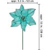 Winlyn 24 Set Christmas Glitter Gold Poinsettia Flowers Picks Christmas Tree Ornaments for Gold Christmas Tree Wreaths Garland Winter Holiday Seasonal Wedding Decorations White Gift Box Included(Teal)