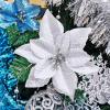 Winlyn 24 Set Christmas Glitter Gold Poinsettia Flowers Picks Christmas Tree Ornaments for Gold Christmas Tree Wreaths Garland Winter Holiday Seasonal Wedding Decorations White Gift Box Included(Silver)