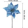 Winlyn 24 Set Christmas Glitter Gold Poinsettia Flowers Picks Christmas Tree Ornaments for Gold Christmas Tree Wreaths Garland Winter Holiday Seasonal Wedding Decorations White Gift Box Included(Blue)