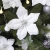 Winlyn 24 Set Christmas Glitter Gold Poinsettia Flowers Picks Christmas Tree Ornaments for Gold Christmas Tree Wreaths Garland Winter Holiday Seasonal Wedding Decorations White Gift Box Included(White)