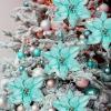 Winlyn 24 Set Christmas Glitter Gold Poinsettia Flowers Picks Christmas Tree Ornaments for Gold Christmas Tree Wreaths Garland Winter Holiday Seasonal Wedding Decorations White Gift Box Included(Teal)