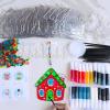Winlyn 24 Sets Christmas Gingerbread House Suncatchers Ornaments Decorations DIY Window Paint Art Suncatchers Winter Crafts Painting Kits for Kids Classroom Activities Art Project Party Favors