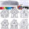 Winlyn 24 Sets Christmas Gingerbread House Suncatchers Ornaments Decorations DIY Window Paint Art Suncatchers Winter Crafts Painting Kits for Kids Classroom Activities Art Project Party Favors
