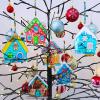 Winlyn 24 Sets Christmas Gingerbread House Suncatchers Ornaments Decorations DIY Window Paint Art Suncatchers Winter Crafts Painting Kits for Kids Classroom Activities Art Project Party Favors
