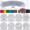 Winlyn 24 Sets Christmas Snow Globe Suncatcher Ornaments DIY Window Paint Art Suncatchers Craft Kits Winter Christmas Snow Globe Sun Catchers for Kids Holiday Classroom Party Decorations Art Project