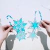 Winlyn 24 Sets Christmas Snowflake Suncatchers Ornaments Decorations DIY Window Paint Art Suncatchers Winter Crafts Painting Kits for Kids Classroom Activities Art Project Party Favors