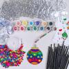 Winlyn 24 Sets Christmas Suncatchers Ornaments Decorations DIY Window Paint Art Suncatchers Christmas Craft Kits Santa Snowman Snowflake Reindeer Sun Catchers for Kids Classroom Activities Art Project