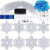 Winlyn 24 Sets Snowflake Suncatchers Ornaments Decorations DIY Window Paint Art Suncatchers Christmas Craft Kits Hanging Snowflake Sun Catchers for Kids Christmas Winter Home Classroom Party Activity