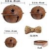 Winlyn 28 Pack Rusty Jingle Bells with Star Cutouts Christmas Sleigh Bells Rustic Metal Craft Bells Star Bells with Jute Rope Ribbon for Holiday Season Primitive Country Décor 3 Sizes 1.6″ 2.4″ 3.5″