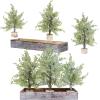 Winlyn 3 Pack Snowy Mini Cedar Trees with Pinecones and Wood Bases Artificial Small Christmas Tabletop Trees and Rustic Wood Planter for Winter Holiday Christmas Mantel Farmhouse Table Centerpiece