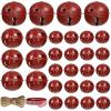 Winlyn 30 Pcs Burgundy Jingle Bells with Star Cutouts Christmas Metal Sleigh Bells Rustic Craft Bells for Christmas Tree Wreath Garland Ornaments Holiday DIY Decorations Assorted Sizes 1.6″ 2.4″ 3.5″