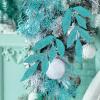 Winlyn 30 Pcs Christmas Teal Blue Glittered Artificial Leaf Sprays Cedar Picks Christmas Tree Ornaments Winter Floral Stems for Teal Blue Christmas Tree Wreath Centerpiece Holiday Wedding Decorations(Teal)