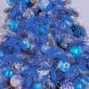 Winlyn 30 Pcs Christmas Teal Blue Glittered Artificial Leaf Sprays Cedar Picks Christmas Tree Ornaments Winter Floral Stems for Teal Blue Christmas Tree Wreath Centerpiece Holiday Wedding Decorations(Blue)