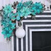Winlyn 35 Pcs Christmas Artificial Poinsettia Flowers Picks and Artificial Leaves Sprays Teal Glitter Christmas Floral Picks for Teal Christmas Tree Holiday Decorations Centerpiece Wreath DIY Crafts(Teal)