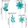 Winlyn 35 Pcs Christmas Artificial Poinsettia Flowers Picks and Artificial Leaves Sprays Teal Glitter Christmas Floral Picks for Teal Christmas Tree Holiday Decorations Centerpiece Wreath DIY Crafts(Teal)