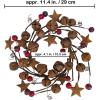 Winlyn 4 Pcs Christmas Jingle Bells Candle Rings Rusty Bells and Stars Wreaths Burgundy Berries 4.1″ Center Mini Decorative Wreaths for Primitive Farmhouse Holiday Home Table Decoration Centerpiece