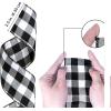 Winlyn 50 Yards Black and White Buffalo Check Plaid Wired Ribbon Gingham Ribbon 2.5″ Wide for Christmas Tree Wreath Bows Festive Farmhouse Decoration Gift Wrapping Crafts Floral Arrangement