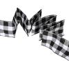 Winlyn 50 Yards Black and White Buffalo Check Plaid Wired Ribbon Gingham Ribbon 2.5″ Wide for Christmas Tree Wreath Bows Festive Farmhouse Decoration Gift Wrapping Crafts Floral Arrangement