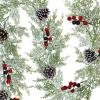 Winlyn Artificial Snowy Christmas Cedar Garland with Pine Cones and Red Berries Lush Christmas Greenery Garland 6′ Long Christmas Wedding Winter Holiday Table Runner Centerpiece Seasonal Decoration