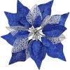 14 Set 8.7″ Wide 4 Layers Christmas Blue Glitter Poinsettia Flowers Picks Christmas Tree Ornaments for Blue Christmas Tree Wreaths Garland Holiday Seasonal Festive Navidad Decoration Gift Box Included(Blue)
